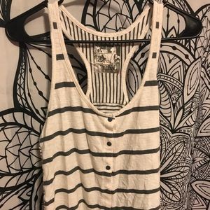 Grey and White Striped Racer Back